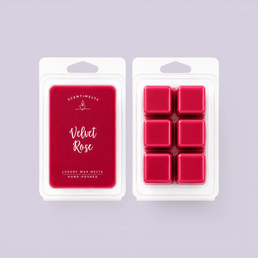 Two Velvet Rose packs, one showing the crimson label, one six raspberry pink cubes