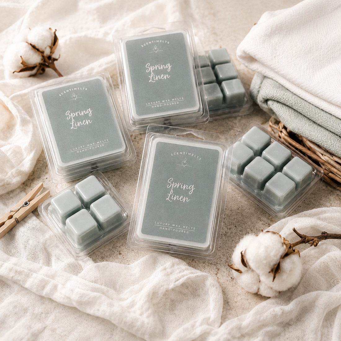 Spring Linen soy wax melt cubes by Scentimelts