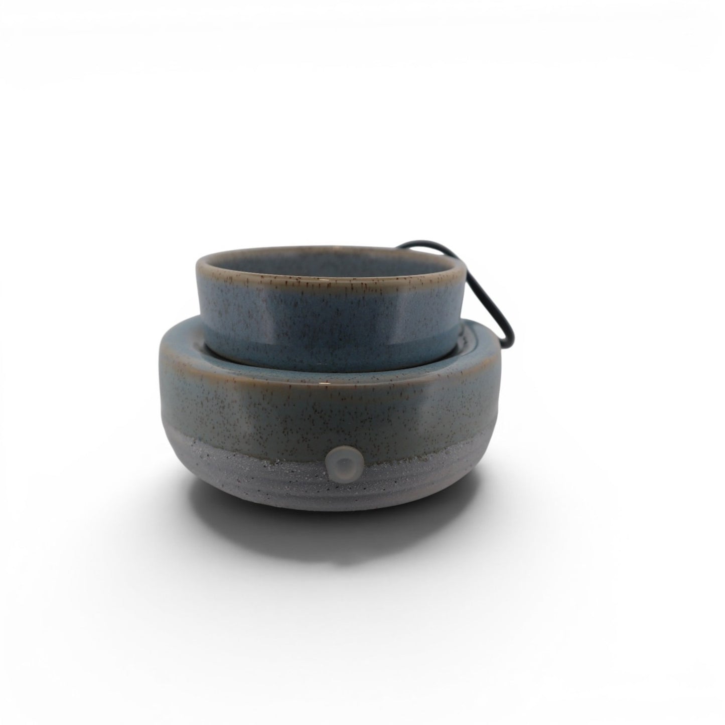 Set of two gray ceramic bowls on a white background