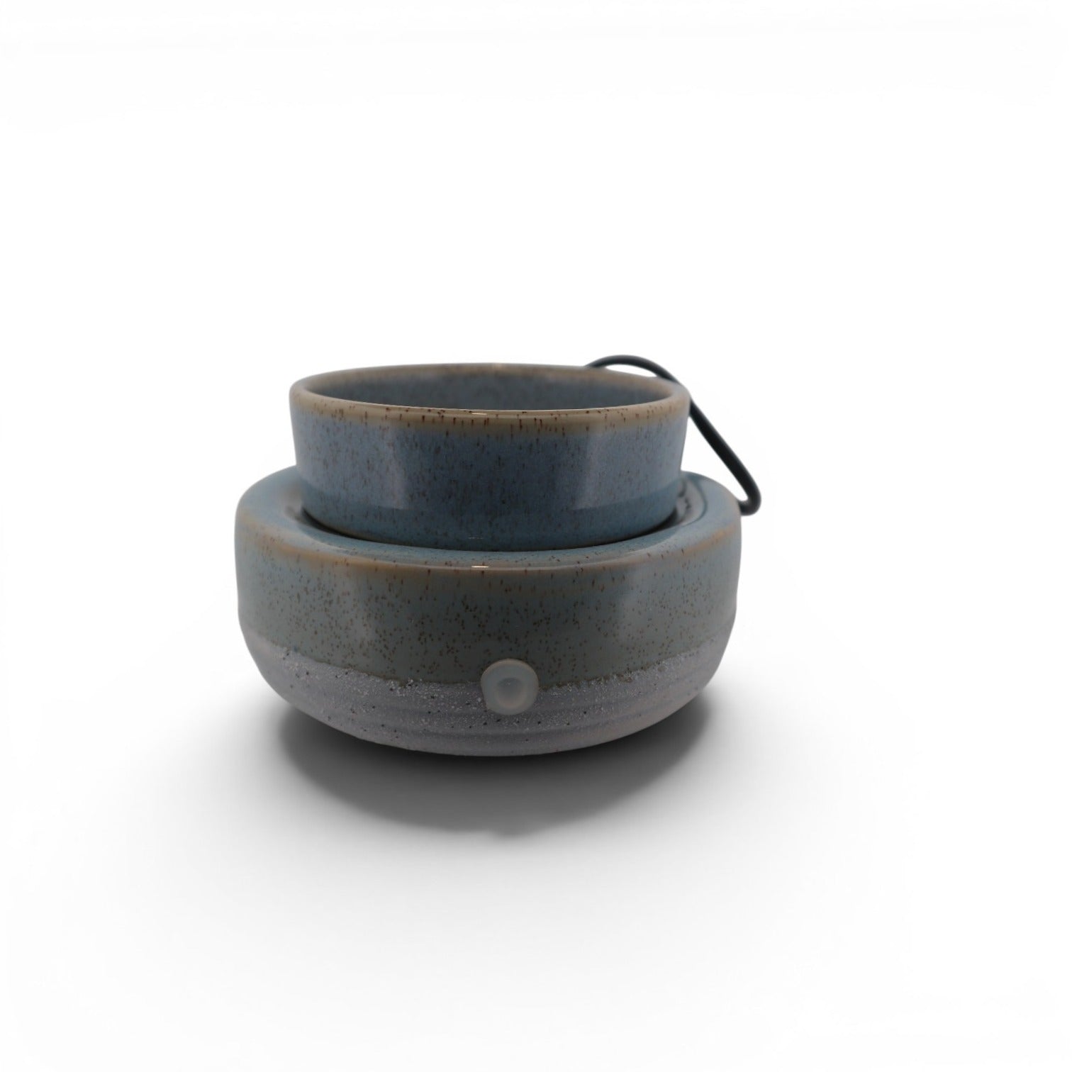 Set of two gray ceramic bowls on a white background